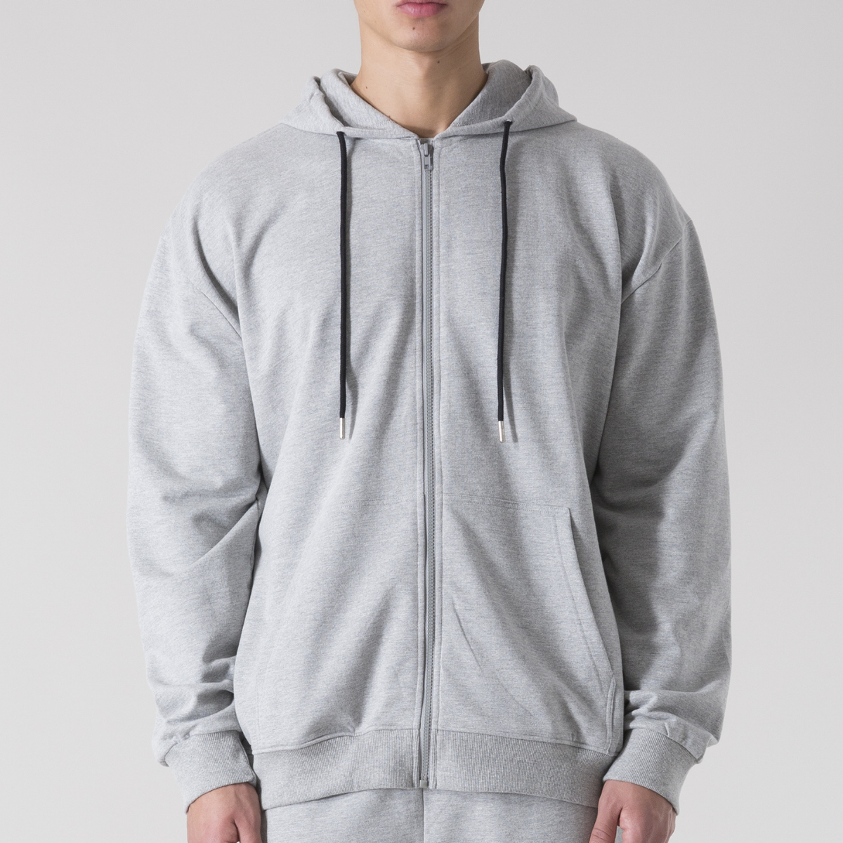 Everlast Zipped Hoodie Back Square Logo Grijs