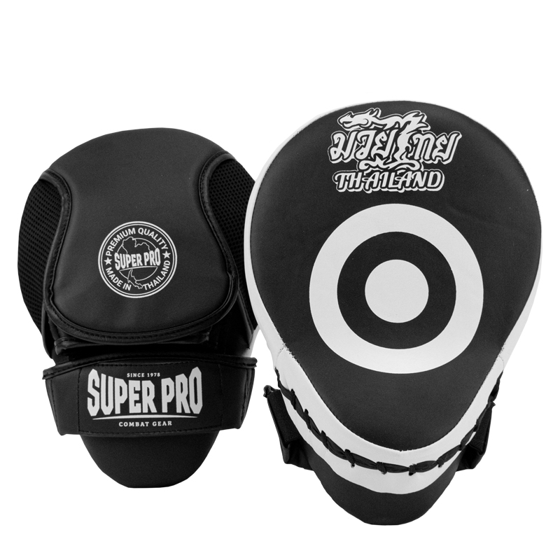 Super Pro Combat Gear Leather Focus Pads Pattaya MADE in THAILAND Black