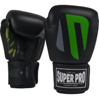 Super Pro Combat Gear (kick)bokshandschoenen Leder No Mercy , zwart - groen - zilver