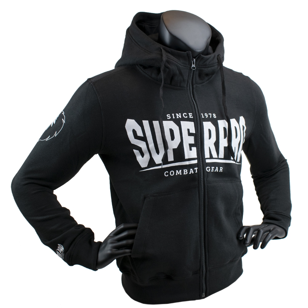 Super Pro Combat Gear Hoody Met Rits S.P. Logo , zwart - wit