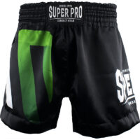 Super Pro Combat Gear Thai Short No Mercy , zwart - groen - zilver