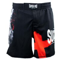 Super Pro Combat Gear Mma Short Skull , rood - grijs - zwart