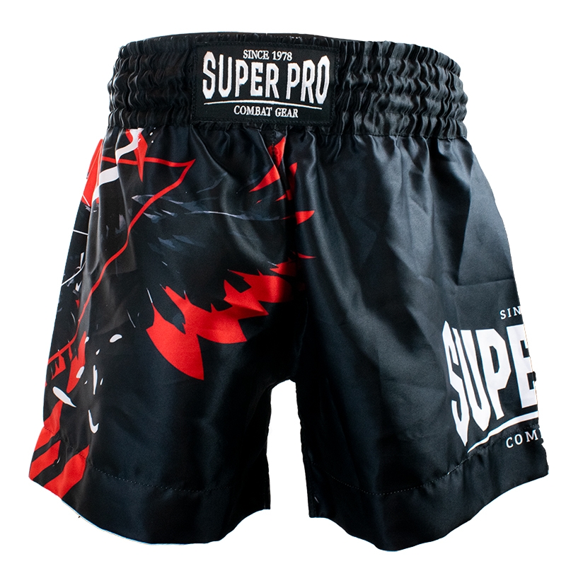 Super Pro Combat Gear Thai Short Raven , rood - zwart - wit