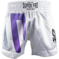 Super Pro Combat Gear Thai Short No Mercy , wit - paars - zilver