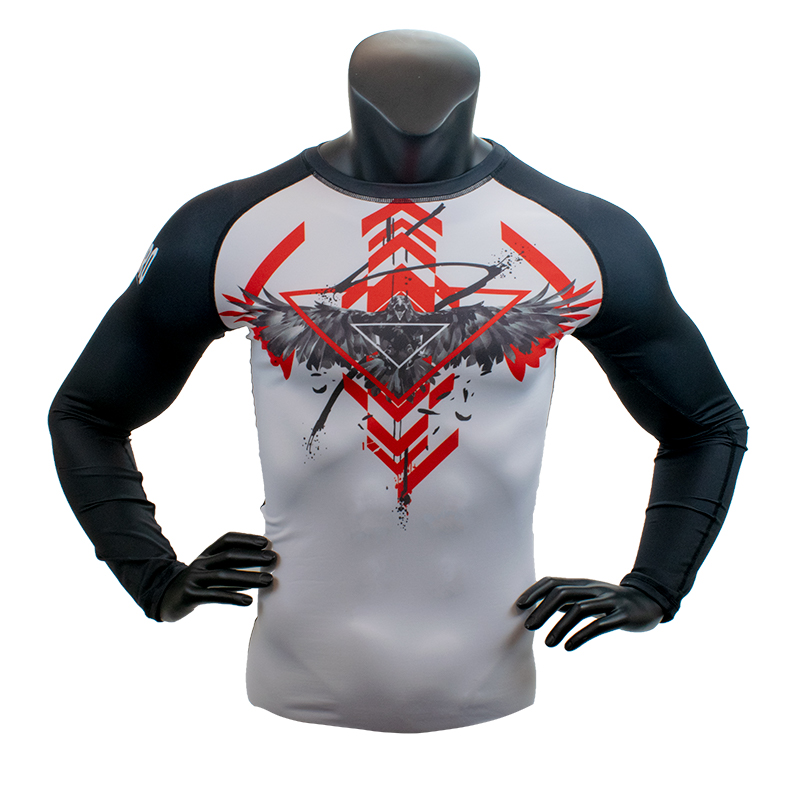 Super Pro Combat Gear Rashguard Longsleeve Raven , rood - zwart - wit