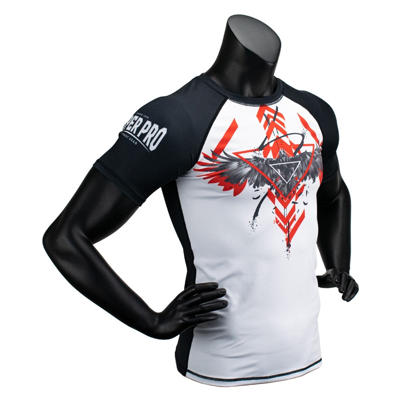 Super Pro Combat Gear Rashguard Shortsleeve Raven , rood - zwart - wit