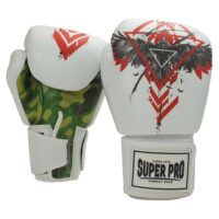 Super Pro Combat Gear (kick)bokshandschoenen Leder Raven , rood - zwart - wit