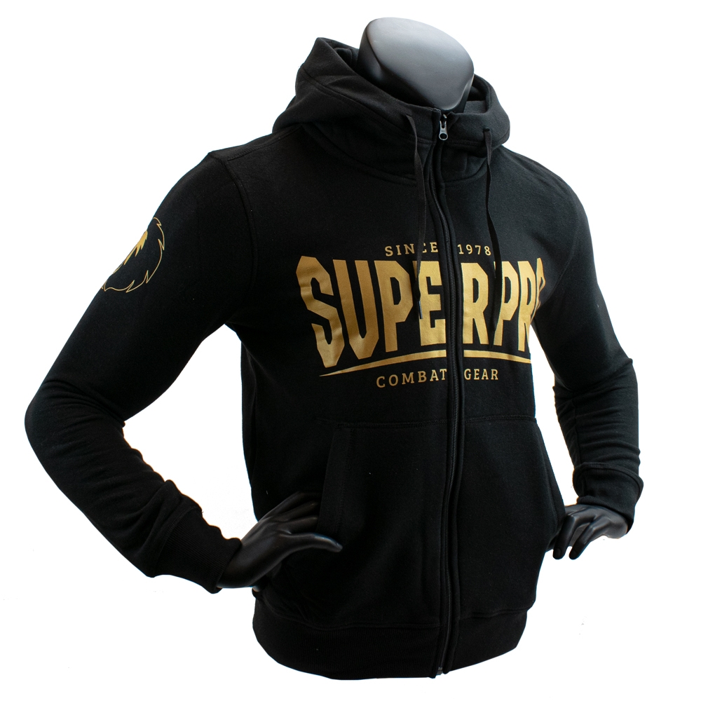 Super Pro Combat Gear Hoodie Met Rits S.P. Logo , goud - zwart