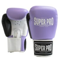 Super Pro Combat Gear Lederen (thai)bokshandschoenen Enforcer , zwart - wit - paars