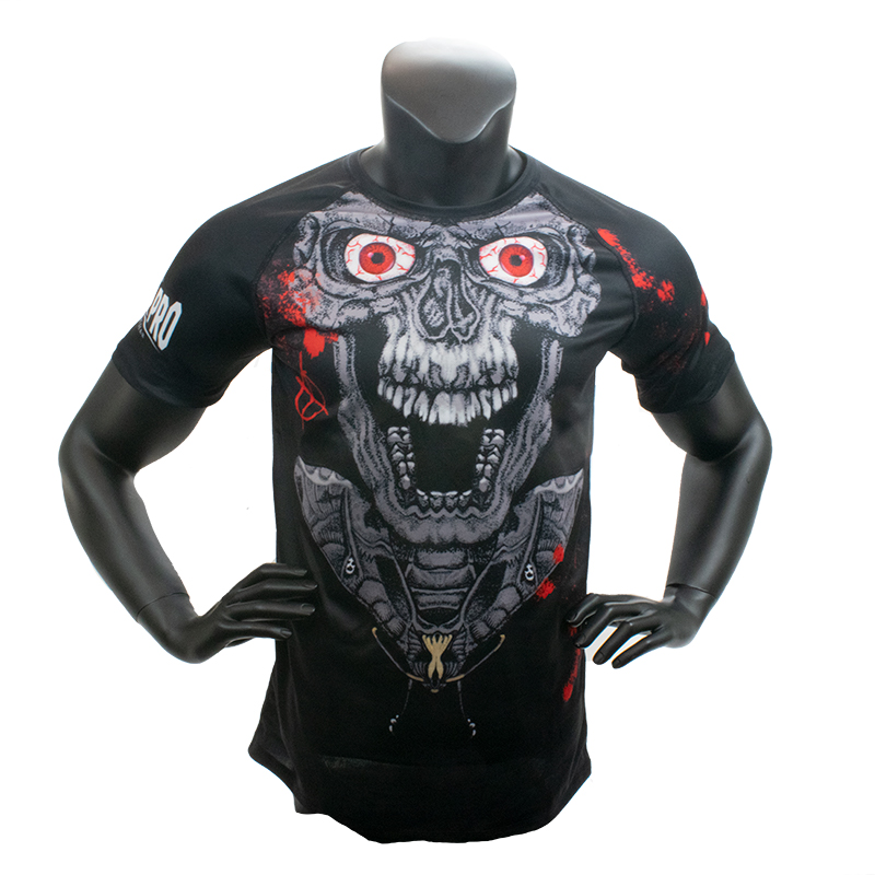 Super Pro Combat Gear T-shirt Drygear Skull , rood - grijs - zwart